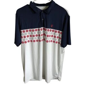 Izod Golf polo shirt with stretch Size M Mens athletic white blue golf balls